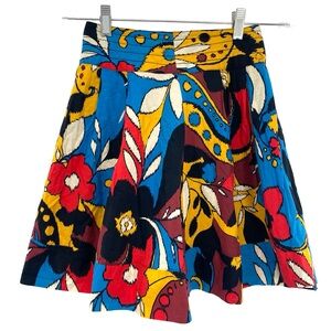 Twenty-One Skirt Bold Colorful Multicolor Floral Print Cotton
